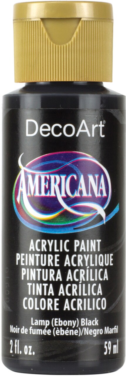 Multipack of 6 - Americana Acrylic Paint 2oz-Ebony Black - Opaque